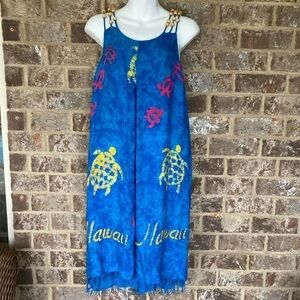 Kisses and hugs dress Size Large Swim Cover Beaded straps Hawaii Turtles